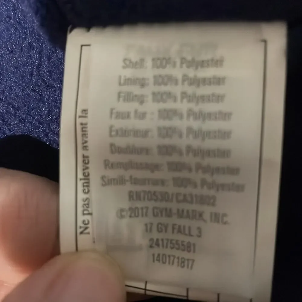 Gymboree S 5/6 navy blue pink floral puffer vest pockets fleece lined euc